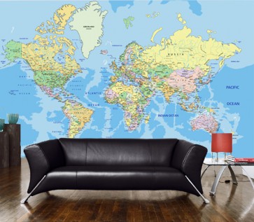 Fotomural Mapa físico del mundo